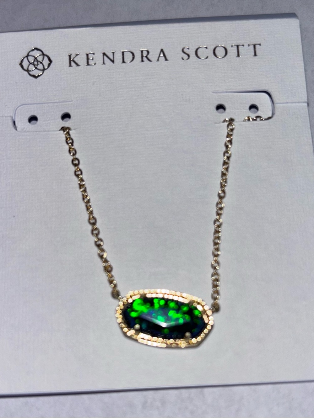 NWT Kendra Scott Gold Necklace with Blue-Green Druzy Pendant - Picture 4 of 6